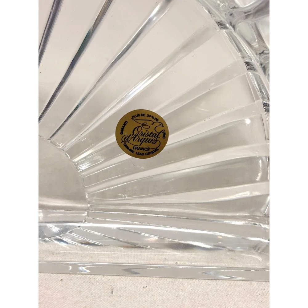 Cristal d'Arques France Eventail Lead Crystal Bookends Pair w/ Original Box